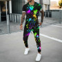 Men's 2 Piece Set Oversized T-Shirts Joggers Outfit Tracksuit Clothing