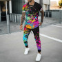 Men's 2 Piece Set Oversized T-Shirts Joggers Outfit Tracksuit Clothing