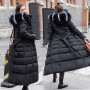 Women's Long Padded Coat Big Fur Collar