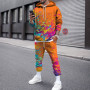 Men's Tracksuit Sportswear Hoodies Colorful Long-Sleeve Sweatshirt + Sweatpants Set
