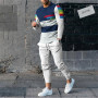 Men's T-Shirt Set Streetwear Casual Stripe Jogging Suit