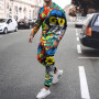 Men's Long Sleeve Tracksuit 3D Print Set Jogging Sports Suit