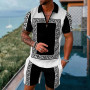 Tracksuit Zipper Polo Shirt Sets for Men Printed High Quality