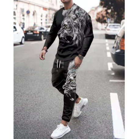 Men's Long Sleeve Tracksuit 3D Print Set Jogging Sports Suit