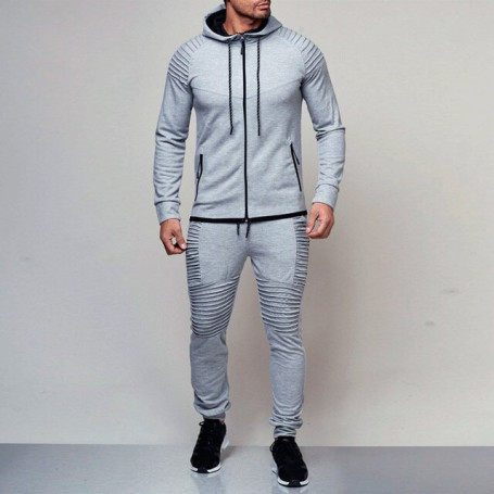 Men's Tracksuit Hooded Sweatshirt + Drawstring Pants Set
