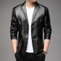 Men's Leather Jacket Plain Black Motorcycle Clothing