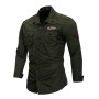 Military's Shirt Men Long Sleeve Casual Dress Shirt Male Cargo Work Shirts With Embroidery 115