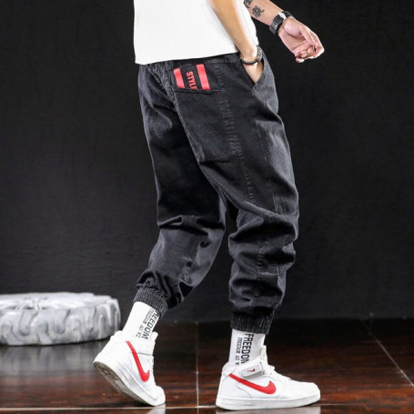 Ripped Jeans Men's Fashion Loose Ankle-Length Denim