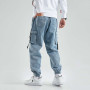 Men's Joggers Cargo Denim Pants Ankle Harajuku Casual Hip Hop Trousers