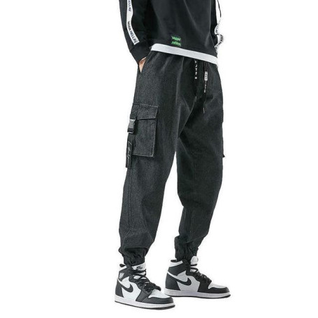 Men's Joggers Cargo Denim Pants Ankle Harajuku Casual Hip Hop Trousers