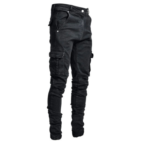 Men's Pants Casual Cotton Denim Trousers Multi Pocket