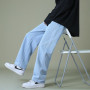 Men's Denim Wide-leg Pants Korean Style Elastic Waist