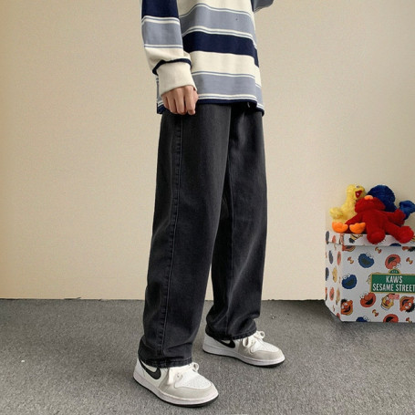 Korean Fashion Men Wide Leg Jeans