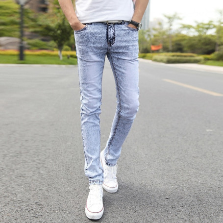 Men's Elastic Baggy Jeans Korean Fashion Streetwear