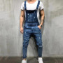 Men's Jumpsuit Overall Jeans Ruffled Hole Button Fashion Wear