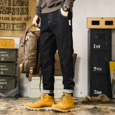 Men's Japanese Loose Trousers Harem Denim Streetwear Jogger Jeans