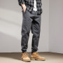 Men's Cotton Cargo Pants Korean Style Casual Loose Vintage