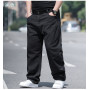 Oversize Men's Loose Cotton Denim Elastic Waist Wide Leg Pants