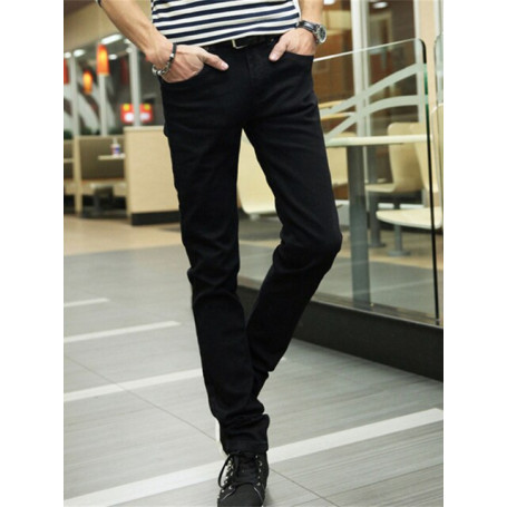 Men Stretch Skinny Jeans Super Elastic Straight Trousers