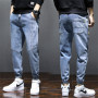 Men's Cargo Jeans Harlan Cotton Streetwear Harajuku Pants Joggers Elastic Waist Trousers