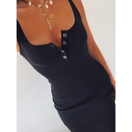 Knee-Length Knitted Elastic Sleeveless Bodycon Elegant Women Party Slim Dress