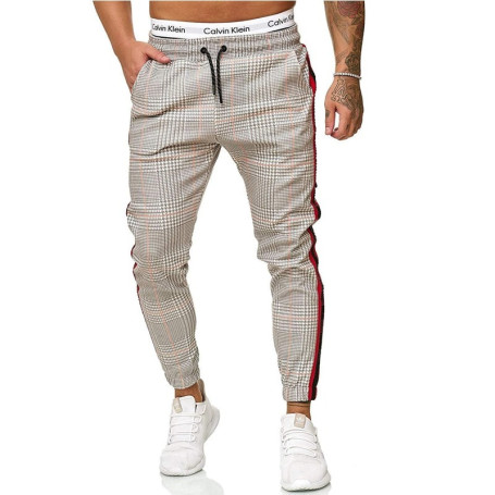 Hot Men's Stripe Pants Casual Loose Pencil Pants Slim Fit Plaid Side Stripe Skinny Jogger Casual High Quality Pants