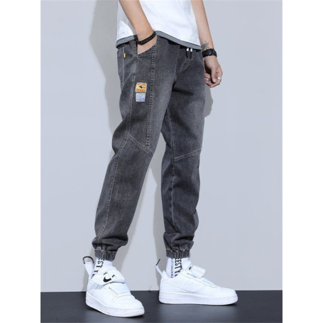 Men Jeans Loose Fit Vintage Harem Pants Multi Pockets Denim Cargo Pants Slack Bottom Hip Hop Jogger Jeans Men