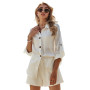 Women's Casual Outfit Suits Women White Shirt Blouse Tops Cotton Linen Shorts Pants 2 Piece Sets