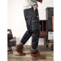 Men's Cargo Pants Stretch Cotton Denim Pants Plus Size Ankle Length Casual Jean Trousers