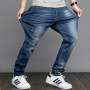 Men's Simple Style Black Blue Stretch Denim Pants XL