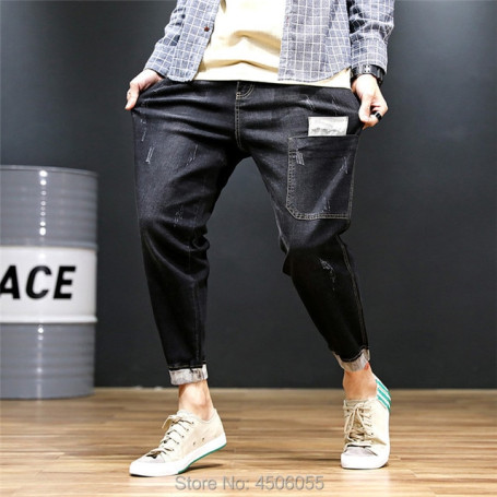 Distressed Boys Jogger Pants Hip Hop Harem Stretch Male Teenager Trousers Plus Size