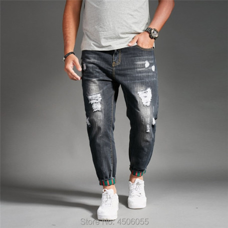 Ripped Jeans For Men Blue Black Denim Homme Harem Hip Hop Plus Size Trousers Fashions Jogger Pants