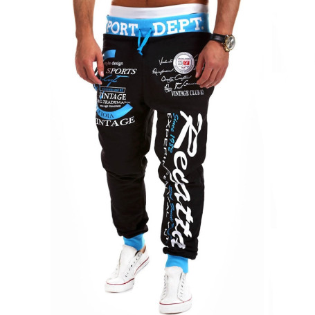 Mens Hip Hop Joggers Pants Letter Print Sweatpants Men Drawstring Harem Pants Male Casual Trousers