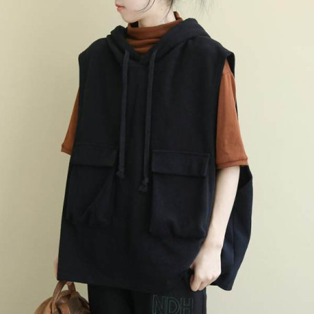Women Vest Hooded Sleeveless Jacket Coat Women Large Size S-4XL Women Casual Sleeveless Jacke loose Fit Tops