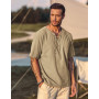 Men's Casual Honley Cotton Linen Shirt Loose Tops short Sleeve Tee Shirt Summer Casual  Men's Shirts