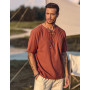 Men's Casual Honley Cotton Linen Shirt Loose Tops short Sleeve Tee Shirt Summer Casual  Men's Shirts