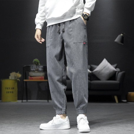Men's Solid Color Nine-point Pants Trousers Harem Pants Corduroy Outdoor Casual Pants