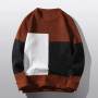 Men's Round Neck Sweater Fashion Color Matching Male Loose Warm Sweater