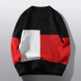 Men's Round Neck Sweater Fashion Color Matching Male Loose Warm Sweater