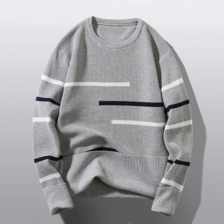 Men's Round Neck Sweater Fashion Color Matching Male Loose Warm Sweater