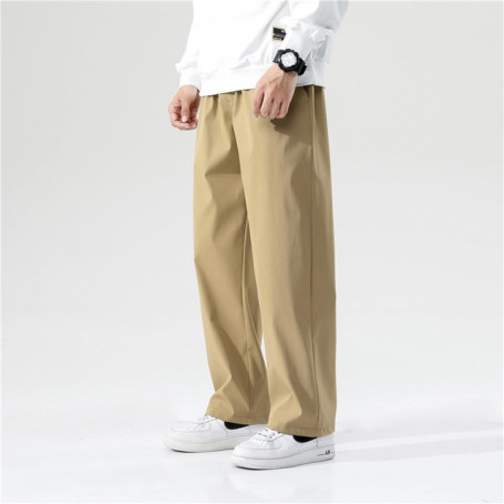Men Casual Pants Loose Straight Wide Leg Pants Men New Retro Streetwear Skateboard Neutral Trousers Fashion Solid Color Pants