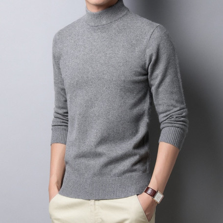 Men's Half Turtleneck Solid Color Pullover Fashion Thickening  Middle-aged  Long-sleeved Top pullover