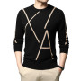 Men's Wool Pullover Black Sweatshirts For Man Cool Casual Jumper Mens Clothing