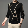 Men's Wool Pullover Black Sweatshirts For Man Cool Casual Jumper Mens Clothing