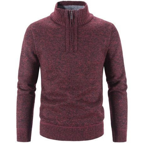 Men's Fleece Thicker Sweater Half Zipper Turtleneck Pullover Quality Male Slim Knitted Wool Sweaters