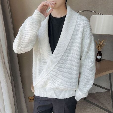 Men's Sweater Thickened Warm Tops Knitted Sweaters Loose Casual Jacket Boutique Clothing