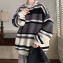 Men's Clothing Striped Color Sweater Fashion Design Sense Loose Knit Warm Knitted Sweater