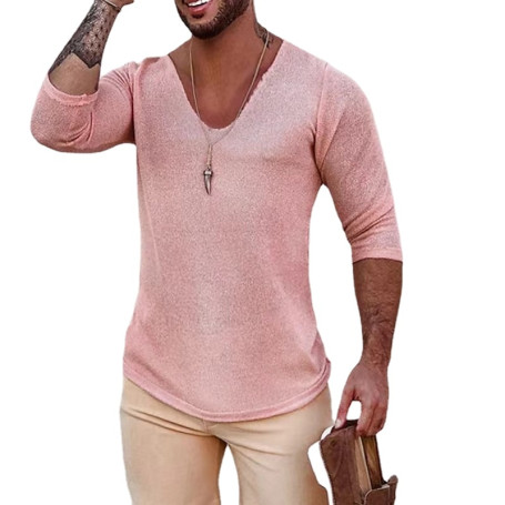 Men's Long Sleeve Thin Fashion V-Neck Men's Knitwear Top Fashion Versatile Sweatshirts