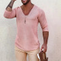 Men's Long Sleeve Thin Fashion V-Neck Men's Knitwear Top Fashion Versatile Sweatshirts