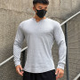 V-neck Fitness Cotton Long Sleeve Men's High Elastic Slim T-shirt